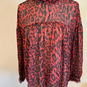 Zara Animal Print Sheer Top. Size M NWOT
